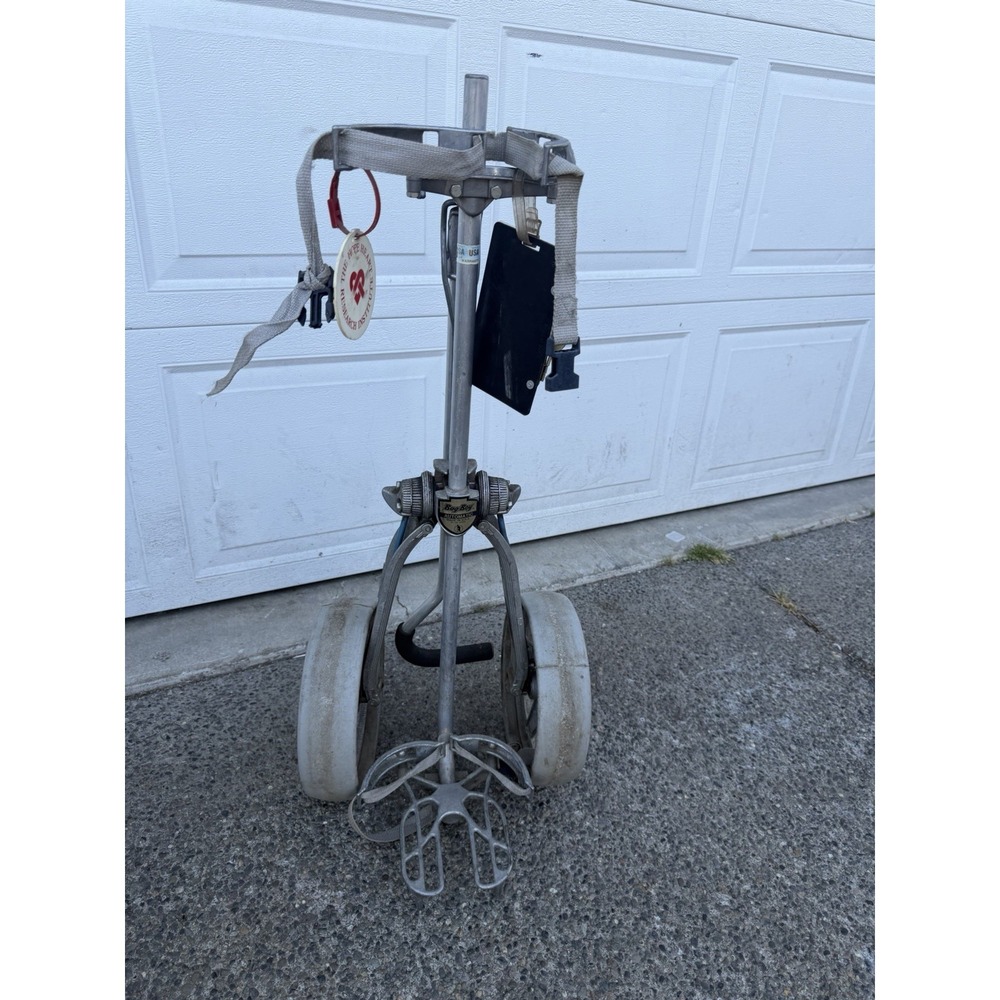 Vintage Browning Bag Boy Collapsible Golf Pull Cart Aluminum Antique Golf Caddy